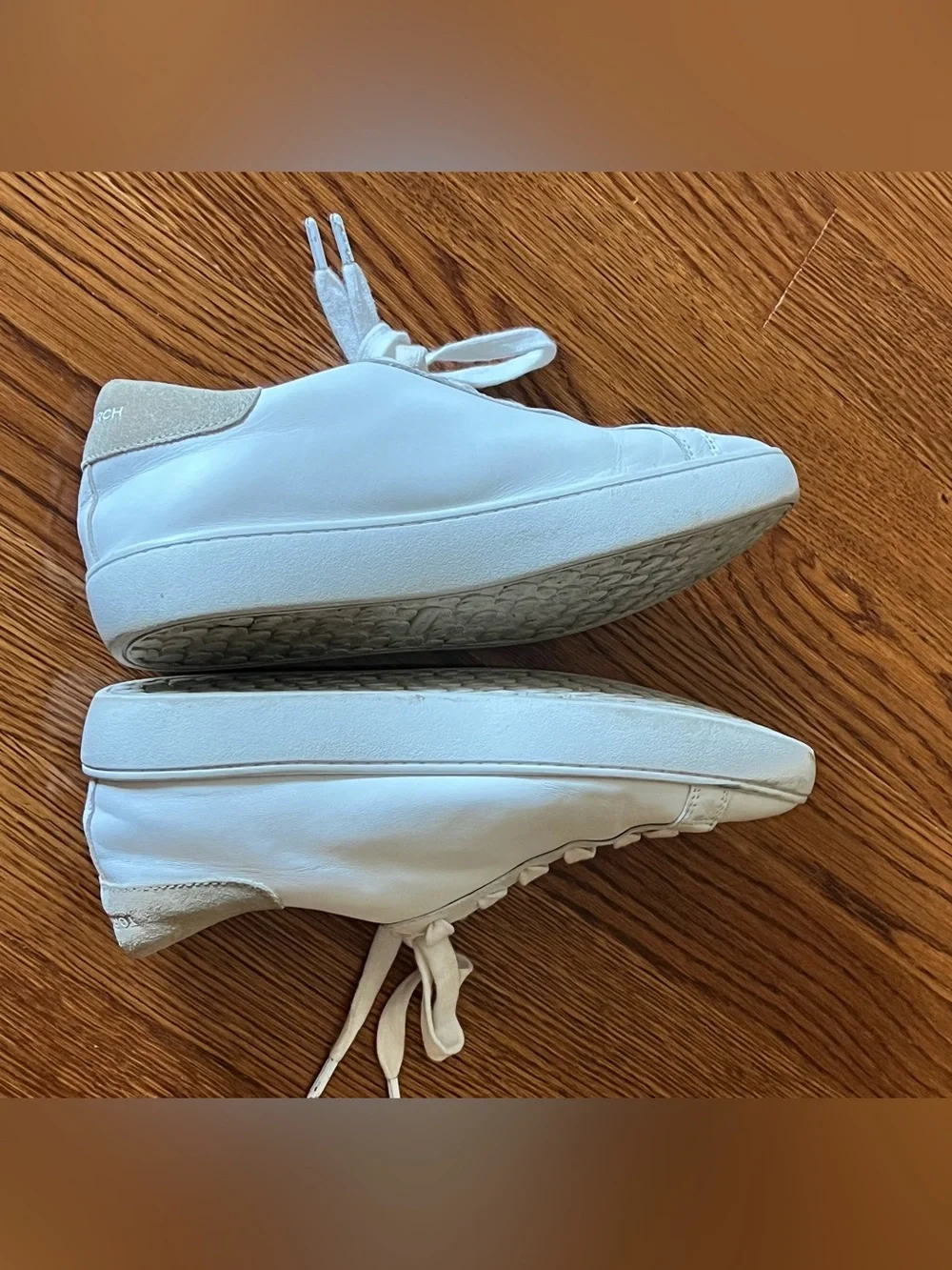 Tory Burch White Leather Logo Lace-Up Sneakers